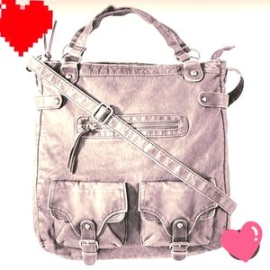 Vegan leather look crossbody tote messenger bag